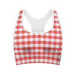 Red And White Gingham Pattern Print Women's Sports Bra