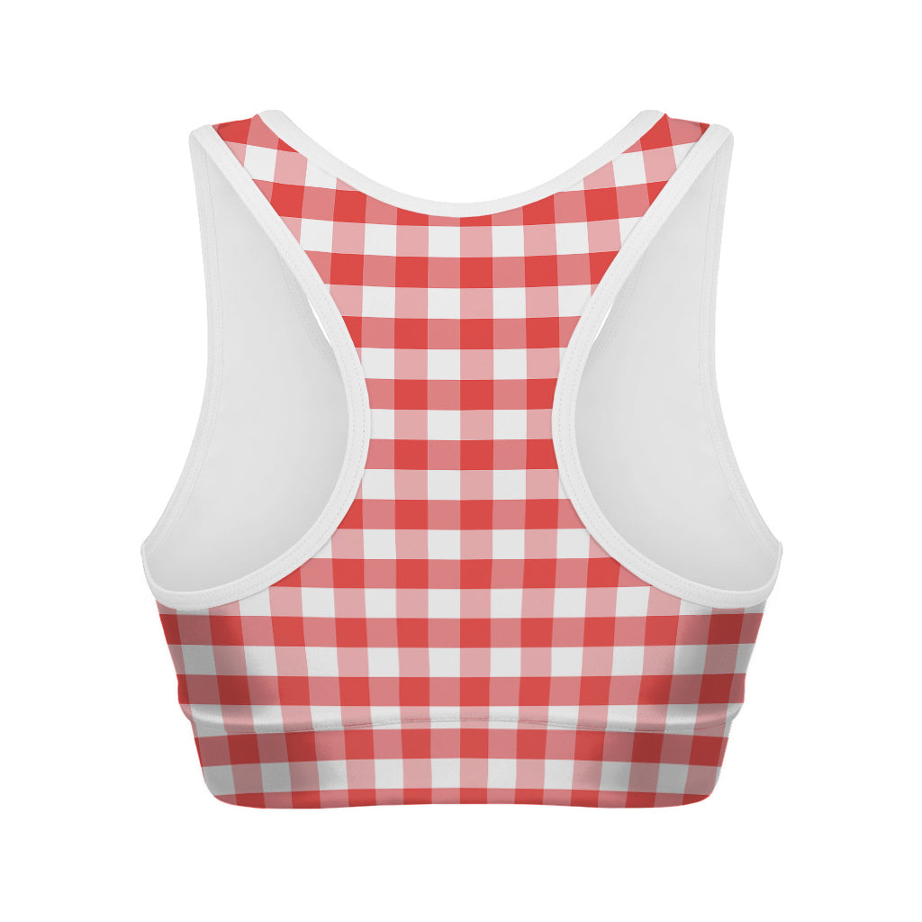 Red And White Gingham Pattern Print Women's Sports Bra