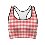 Red And White Gingham Pattern Print Women's Sports Bra