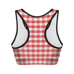 Red And White Gingham Pattern Print Women's Sports Bra