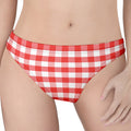 Red And White Gingham Pattern Print Women's Thong