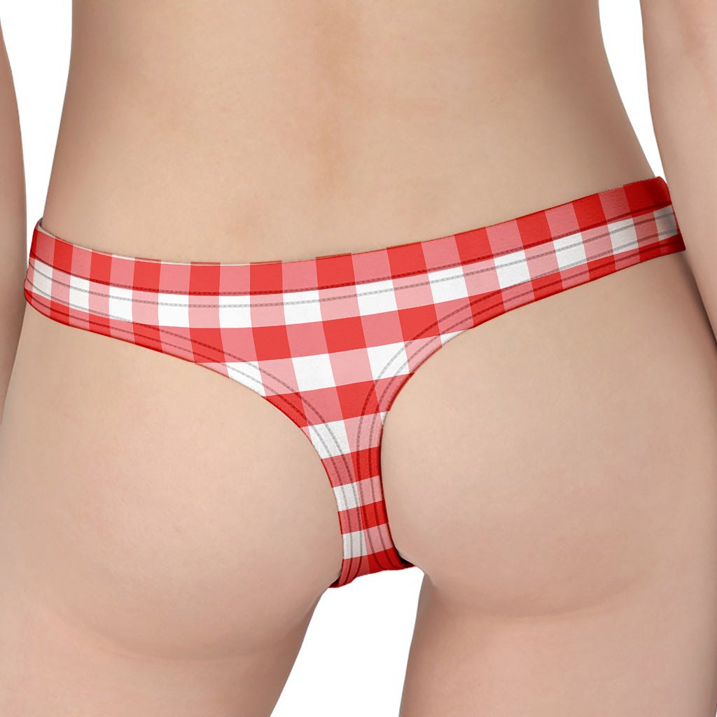 Red And White Gingham Pattern Print Women's Thong