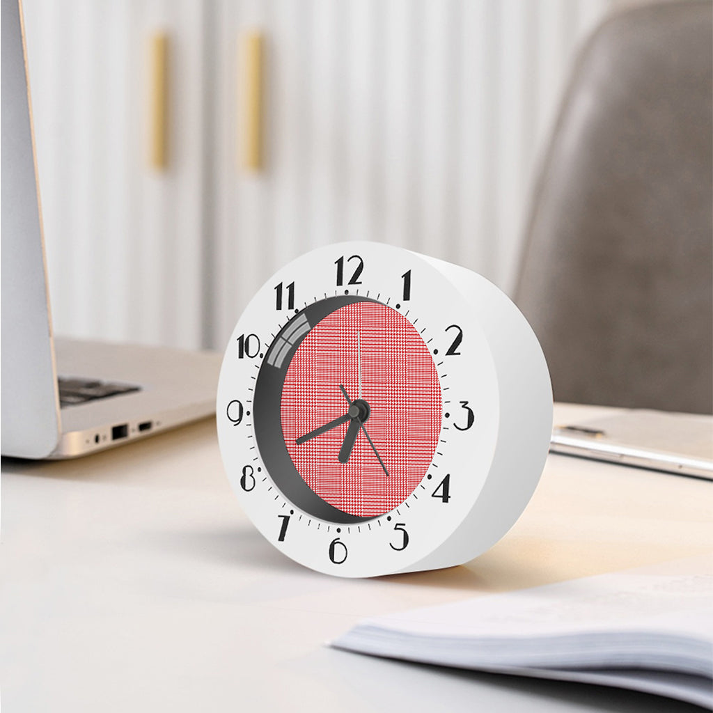 Red And White Glen Plaid Print Alarm Clock