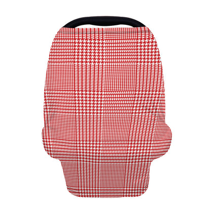 Red And White Glen Plaid Print Baby Seat Cover