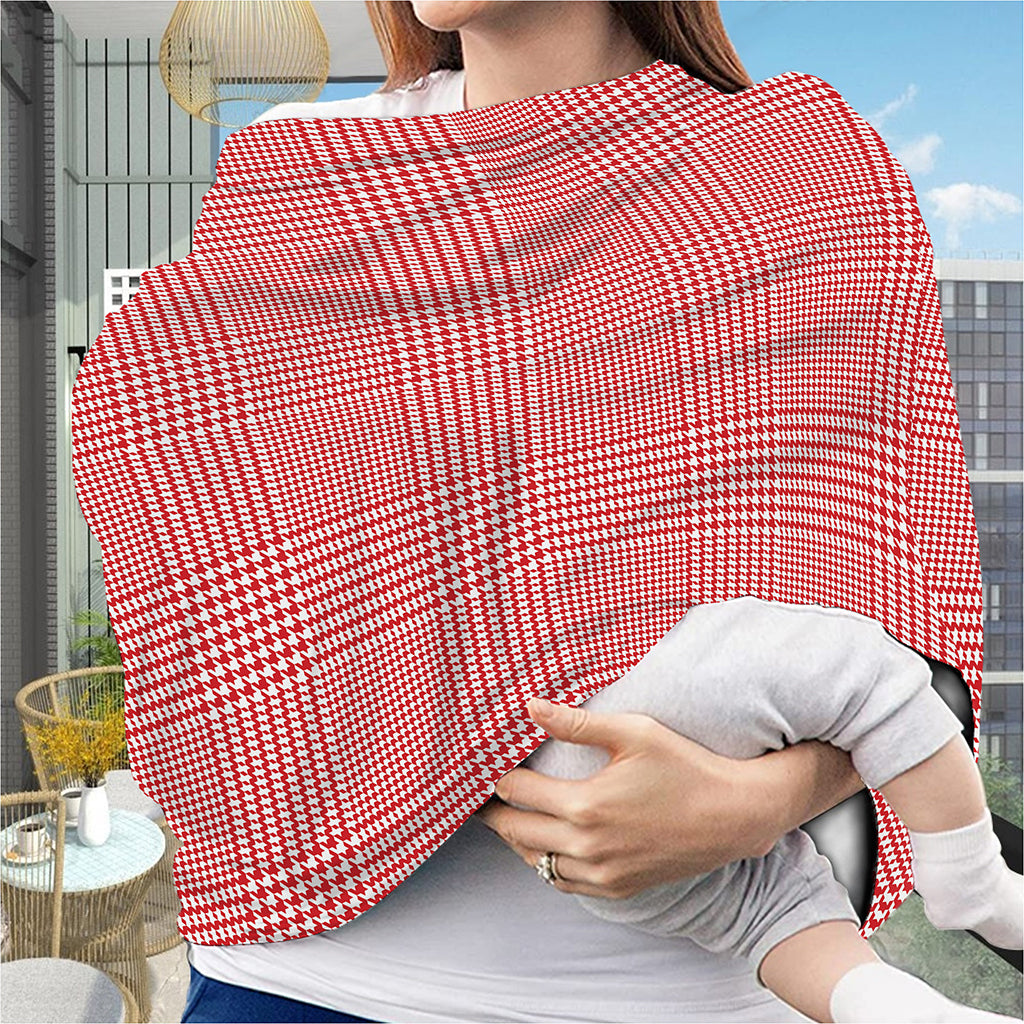 Red And White Glen Plaid Print Baby Seat Cover