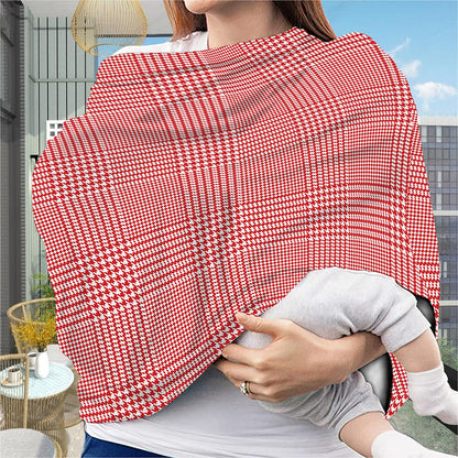 Red And White Glen Plaid Print Baby Seat Cover
