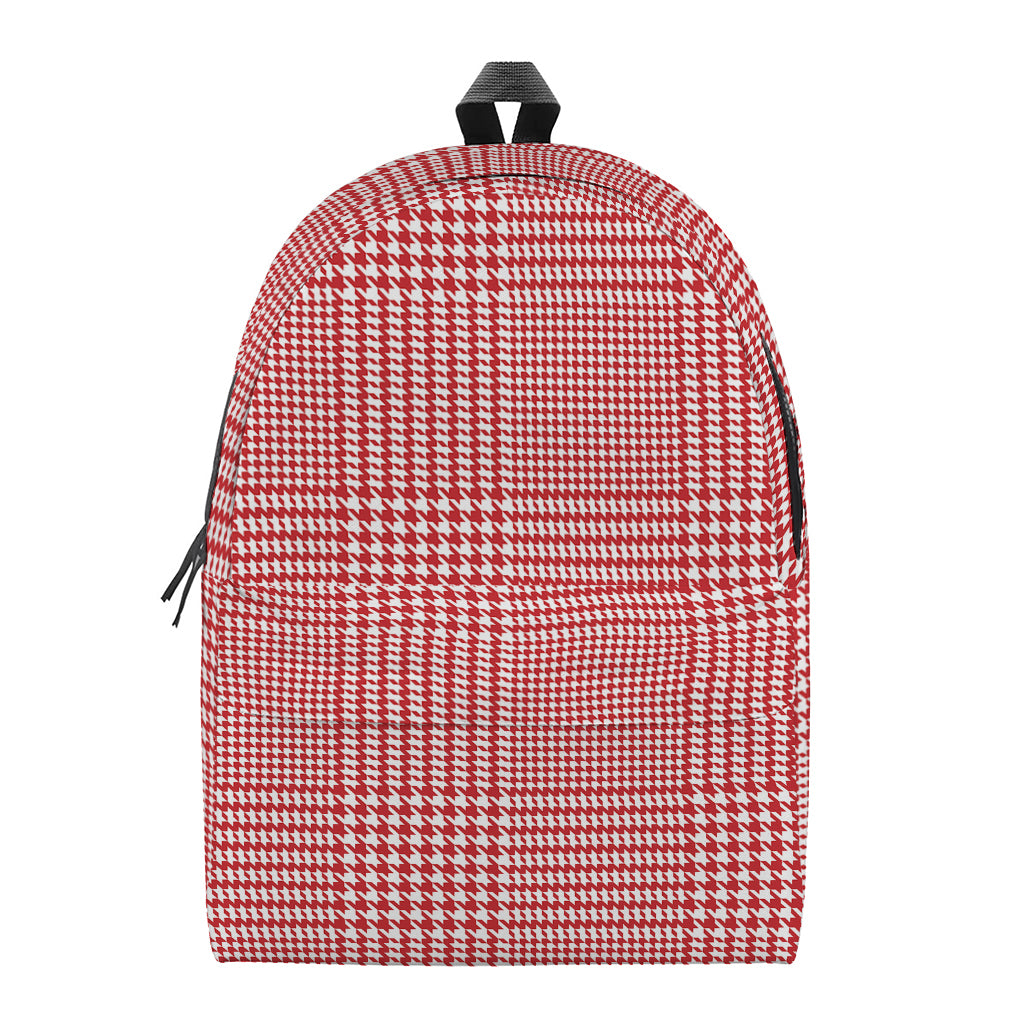 Red And White Glen Plaid Print Backpack