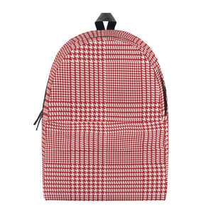 Red And White Glen Plaid Print Backpack