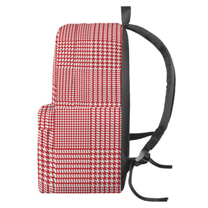 Red And White Glen Plaid Print Backpack