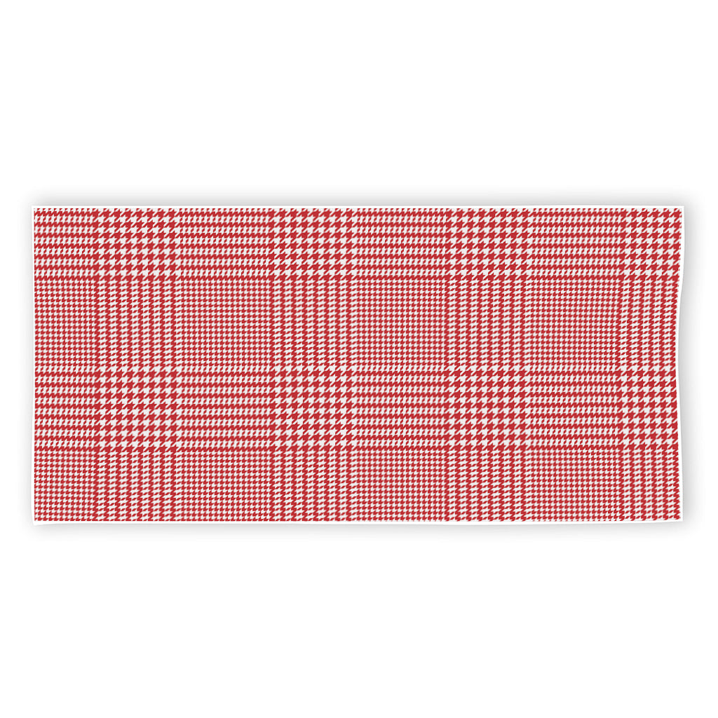 Red And White Glen Plaid Print Beach Towel
