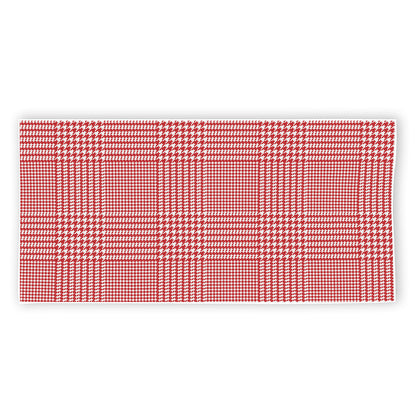 Red And White Glen Plaid Print Beach Towel