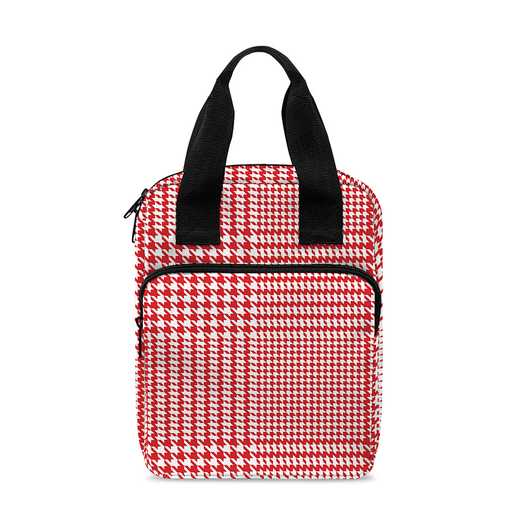 Red And White Glen Plaid Print Bible Tote Bag
