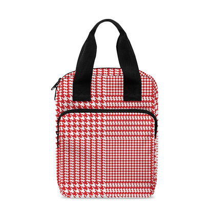 Red And White Glen Plaid Print Bible Tote Bag