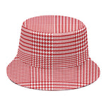 Red And White Glen Plaid Print Bucket Hat