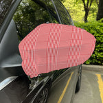 Red And White Glen Plaid Print Car Side Mirror Covers