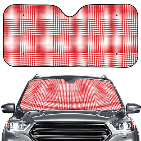 Red And White Glen Plaid Print Car Windshield Sun Shade