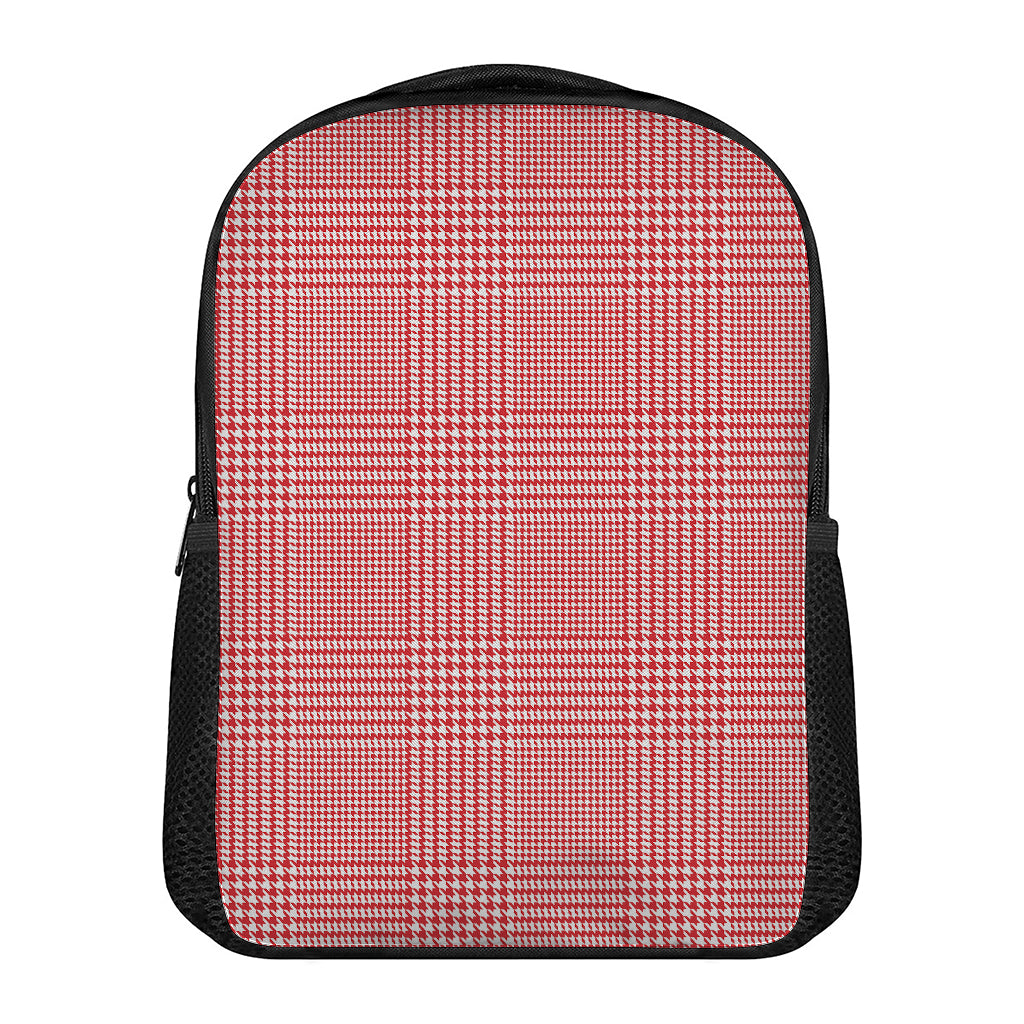 Red And White Glen Plaid Print Casual Backpack