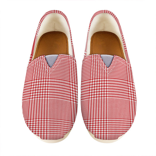 Red And White Glen Plaid Print Casual Shoes