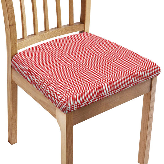 Red And White Glen Plaid Print Chair Cushion Cover