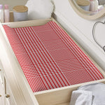 Red And White Glen Plaid Print Changing Pad Cover
