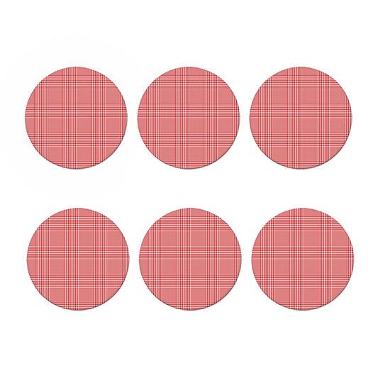 Red And White Glen Plaid Print Coaster Set