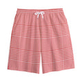 Red And White Glen Plaid Print Cotton Shorts