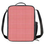 Red And White Glen Plaid Print Crossbody Lunch Bag