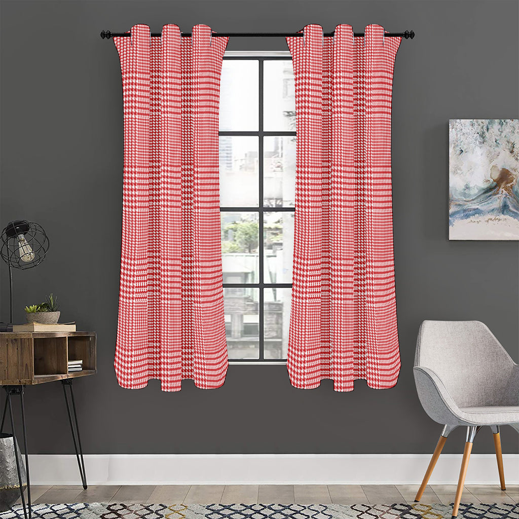 Red And White Glen Plaid Print Curtain