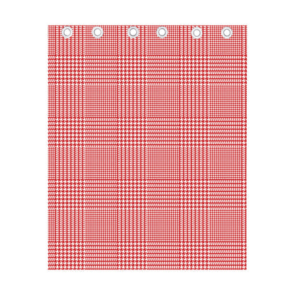 Red And White Glen Plaid Print Curtain