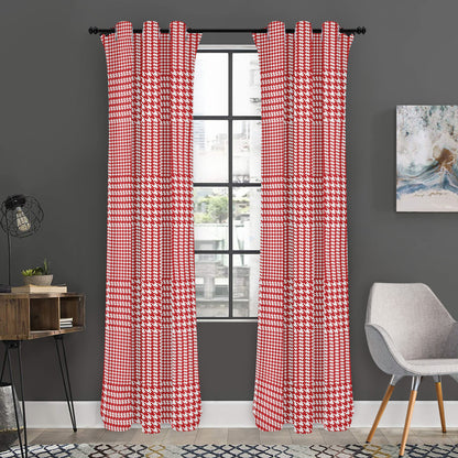Red And White Glen Plaid Print Curtain