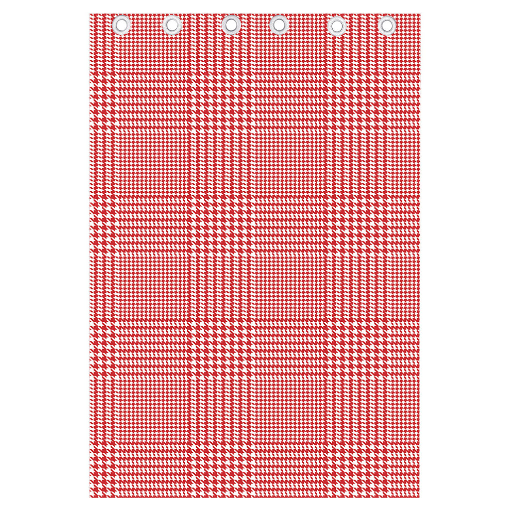 Red And White Glen Plaid Print Curtain