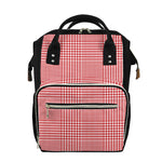 Red And White Glen Plaid Print Diaper Bag