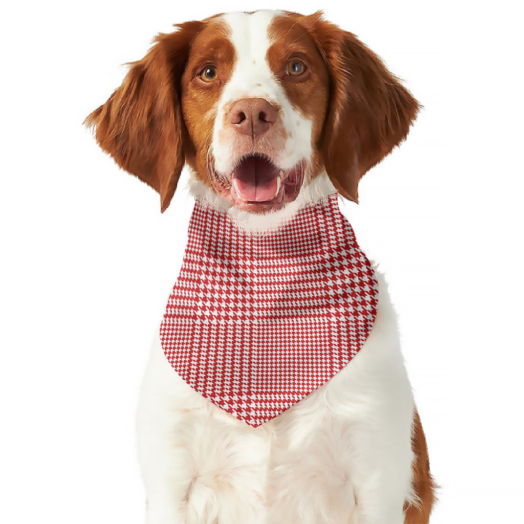 Red And White Glen Plaid Print Dog Bandana