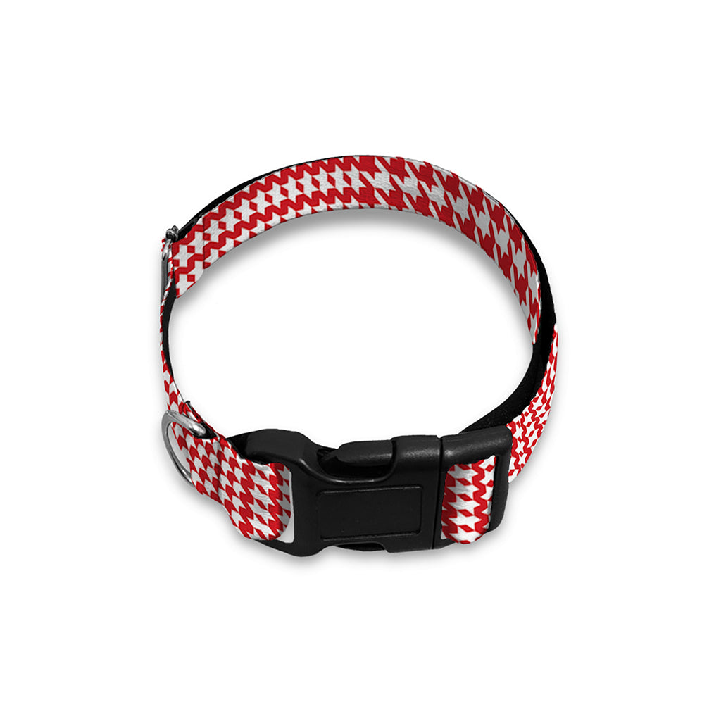 Red And White Glen Plaid Print Dog Collar