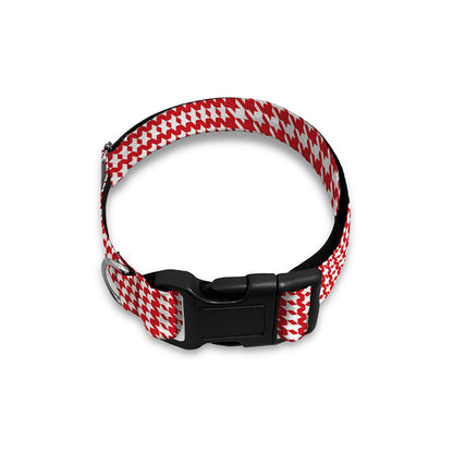 Red And White Glen Plaid Print Dog Collar