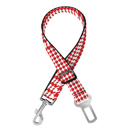 Red And White Glen Plaid Print Dog Seat Belt