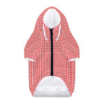 Red And White Glen Plaid Print Dog Zip Up Hoodie