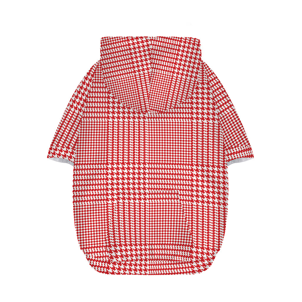 Red And White Glen Plaid Print Dog Zip Up Hoodie