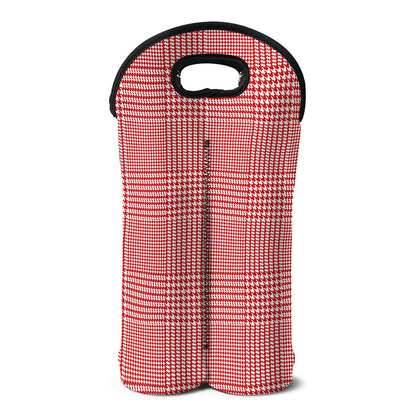 Red And White Glen Plaid Print Double Neoprene Wine Tote