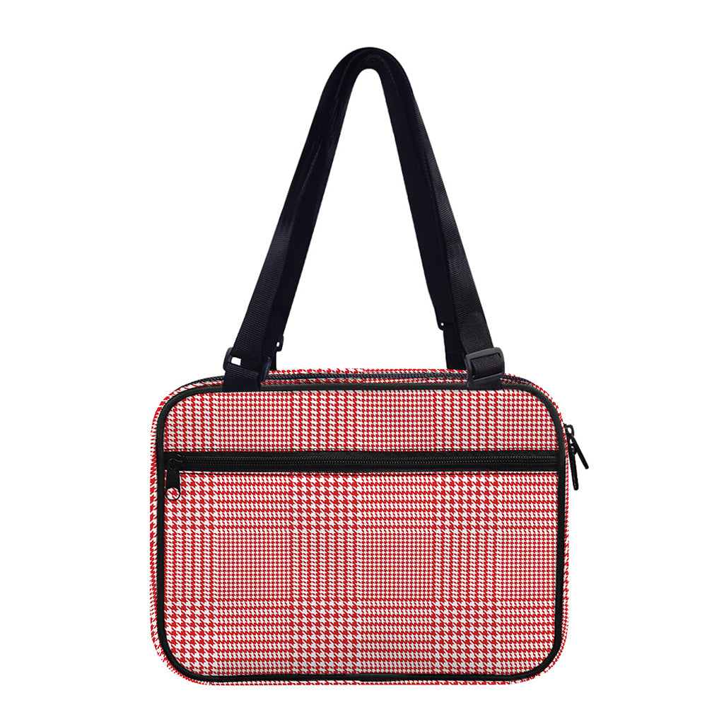 Red And White Glen Plaid Print Double Strap Bible Bag