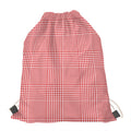 Red And White Glen Plaid Print Drawstring Bag