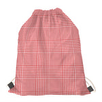 Red And White Glen Plaid Print Drawstring Bag
