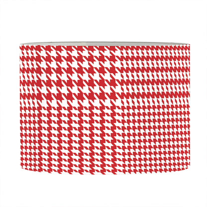 Red And White Glen Plaid Print Drum Lamp Shade