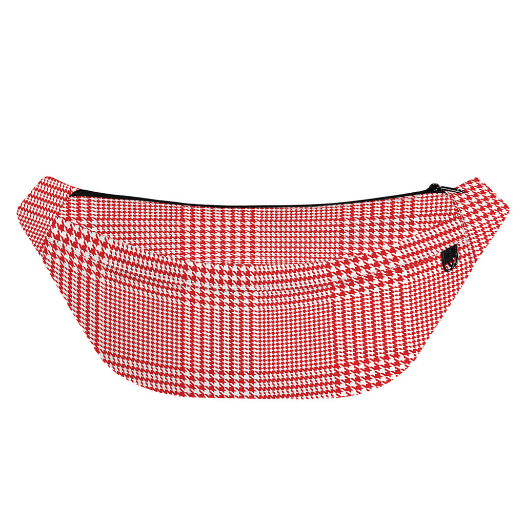 Red And White Glen Plaid Print Fanny Pack