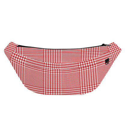 Red And White Glen Plaid Print Fanny Pack