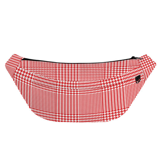 Red And White Glen Plaid Print Fanny Pack