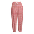 Red And White Glen Plaid Print Fleece Lined Knit Pants