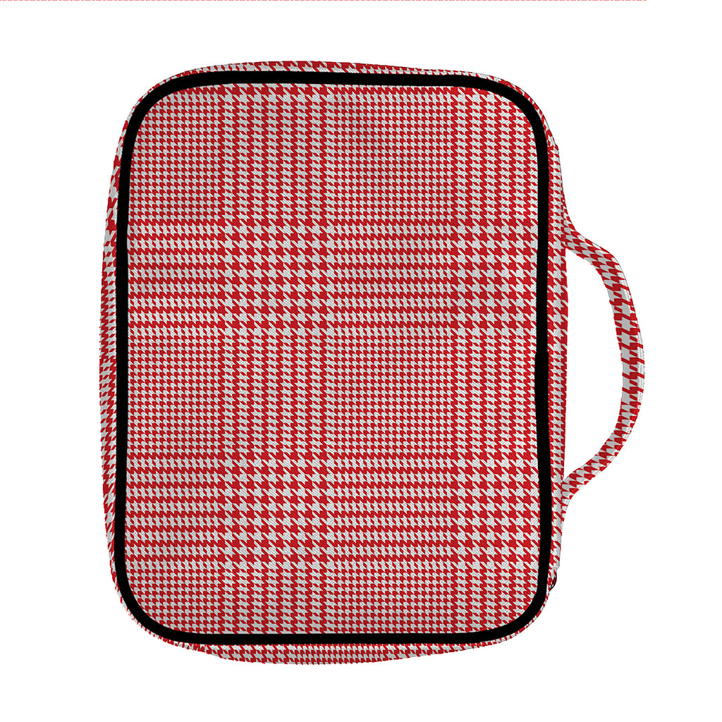 Red And White Glen Plaid Print Front Pocket Bible Bag