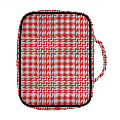 Red And White Glen Plaid Print Front Pocket Bible Bag