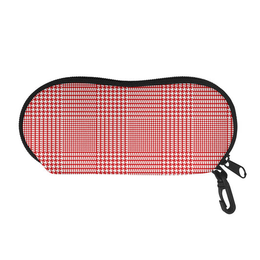 Red And White Glen Plaid Print Glasses Case